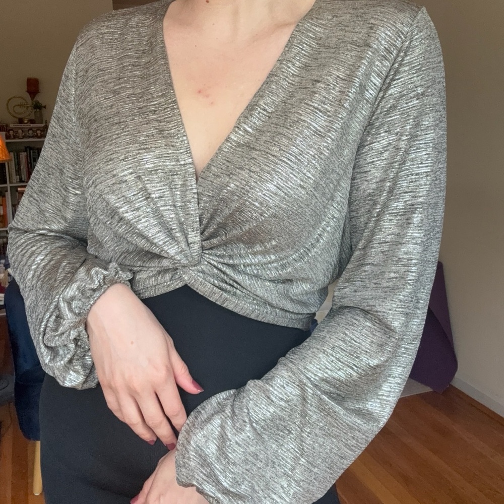 Silver Twist Front Blouse